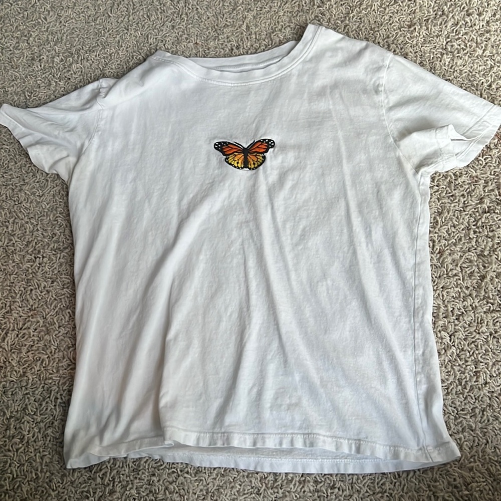 Brandy Melville John Galt Embroidered Butterfly Tee